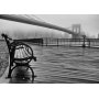Fototapetti - Autumn Day in New York - Architecture of a city bridge in foggy weather