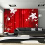 Fototapetti - Abstract in red - white flower motif with patterns and sparkles