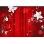 Fototapetti - Abstract in red - white flower motif with patterns and sparkles