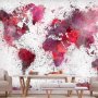 Fototapetti - World Map: Red Watercolors