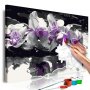 DIY kangas maalaus - Purple Orchid (Black Background & Reflection In The Water)