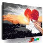 DIY kangas maalaus - Heart-Shaped Tree (Sunrise)