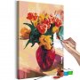 DIY kangas maalaus - Tulips in Red Vase