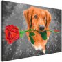 DIY kangas maalaus - Dog With Rose