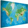 DIY kangas maalaus - World Map (Blue & Green)