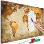 DIY kangas maalaus - Brown World Map