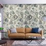 Fototapetti - Autumn souvenirs - cool grey floral pattern with leaves