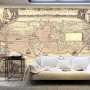 Fototapetti - Retro style world map - outline of continents with inscriptions in Latin