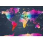 Fototapetti - Coloured world map - geometric outline with inscriptions in English