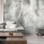 Fototapetti - Light and shadow - grey and white composition with floral motif and pattern