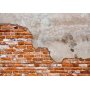 Fototapetti - Eclectic masonry - slabs of textured concrete on a background of red bricks