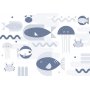 Fototapetti - Minimalist ocean - geometric fish and crabs in water for kids