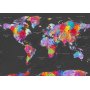 Fototapetti - World map - coloured continents with names in English on a grey background