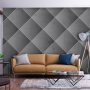 Fototapetti - Grey symmetry - geometric concrete pattern with white joints