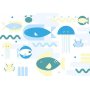 Fototapetti - Animals in the sea - geometric blue fish in water for kids