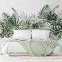 Fototapetti - Jungle and green plume - large tropical leaves on a white background