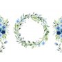 Fototapetti - Romantic wreath - plant motif with blue flowers and leaves