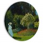 Pyöreä taulu - Woman in the Garden by Claude Monet - A Landscape of Vegetation in Spring