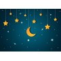 Fototapetti - Skyline - turquoise night sky landscape with stars for children