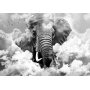 Itseliimautuvat fototapetit - Elephant in the Clouds (Black and White)