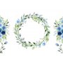 Itseliimautuvat fototapetit - Romantic wreath - plant motif with blue flowers and leaves