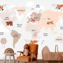 Itseliimautuvat fototapetit - Map in Shades of Beige - Continents With Animals