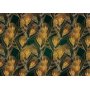 Itseliimautuvat fototapetit - Golden peacock feathers - solid background with bird pattern on green background