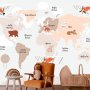 Itseliimautuvat fototapetit - World Map in Beige Tones for Childrens Room