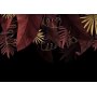 Itseliimautuvat fototapetit - Jungle and composition - red and gold leaf motif on black background