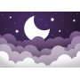 Itseliimautuvat fototapetit - Moon dream - clouds in a purple sky with stars for children