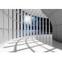 Itseliimautuvat fototapetit - Unearthly city - space corridor in white with world view