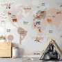 Fototapetti - World Map in Beige Tones for Childrens Room