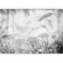 Fototapetti - Vanishing jungle - landscape of exotic trees and leaves in grey tones