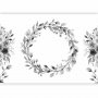 Fototapetti - Romantic wreath - grey plant motif with leaves with rose pattern