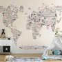 Fototapetti - Map With Icons - Cartoon Representation of the World in Pastel Colours