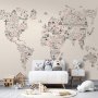 Fototapetti - Map With Icons - Cartoon Representation of the World in Pastel Colours