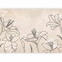 Fototapetti - Sketch of nature - minimalist lineart with lily flowers on a beige background