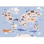 Fototapetti - World Map With Animal Illustrations