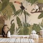 Fototapetti - Leaves and Shapes - Jungle in Faded Colours With Animals