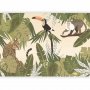 Fototapetti - Leaves and Shapes - Jungle in Faded Colours With Animals