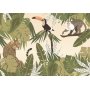 Fototapetti - Leaves and Shapes - Jungle in Faded Colours With Animals