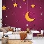 Fototapetti - Skyline - violet night sky landscape with stars for children