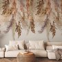 Fototapetti - Minimalist boho landscape - dangling leaves in beige colours