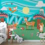 Fototapetti - Adventures in the forest - forest animals in an Indian theme for children