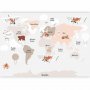 Fototapetti - Map in Shades of Beige - Continents With Animals