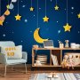 Fototapetti - Skyline - night sky landscape with stars and moon for children