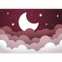 Fototapetti - Moon dream - clouds in a maroon sky with stars for children