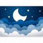 Fototapetti - Moon dream - clouds on a dark blue sky with stars for children