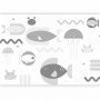 Fototapetti - Minimalist grey ocean - geometric fish in water for children