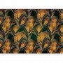 Fototapetti - Golden peacock feathers - solid background with bird pattern on green background